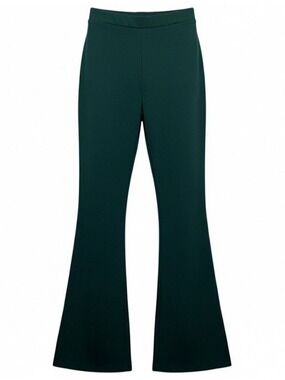Boutique Dark Forest Green High Rise Stretch Flare Pants Small